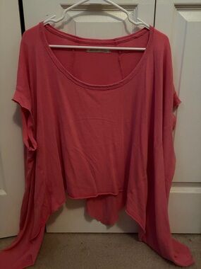 We The Free Oversized Draped Scoop Neck Top in Coral